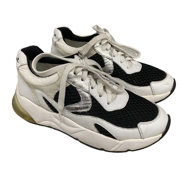 VOILE BLANCHE Dumbil Calfskin & Micro Mesh Sneaker Metallic Effect Sneaker Sz 37 - Picture 2 of 13